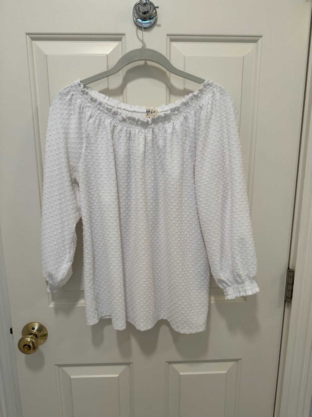 Style & Co White Textured Off-Shoulder Blouse